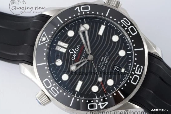 0314 Seamaster Diver 300M ZF 1:1 Best Edition Black Ceramic Black Dial on Black Rubber Strap A EasyMatch 7821